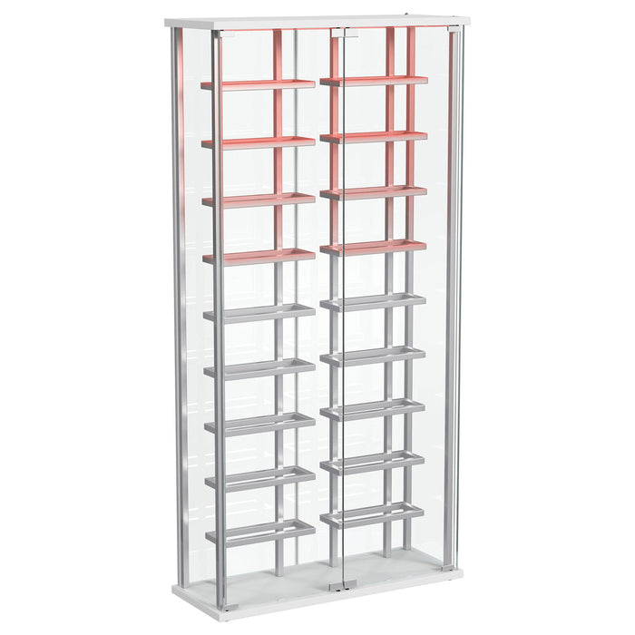Wine Storage LED Curio Cabinet - Chrome