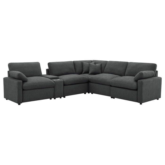 Hollander - 6 Piece Modular Power Reclining Sectional - Dark Gray