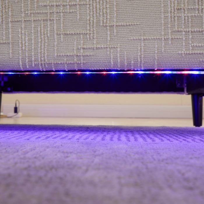 Chenille 2 Seater Sofa With LED Light, USB Charging Port, And Storage Bag