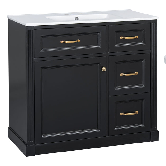 Modern Bathroom Vanity With Sink, 4 Drawers, Soft-Close Door, Adjustable Shelf