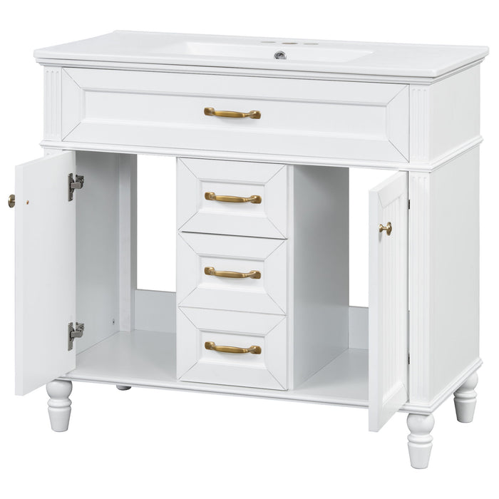 Modern Freestanding Bathroom Vanity With Sink, Cabinet, Soft-Close Drawers, Tip-Out Tray