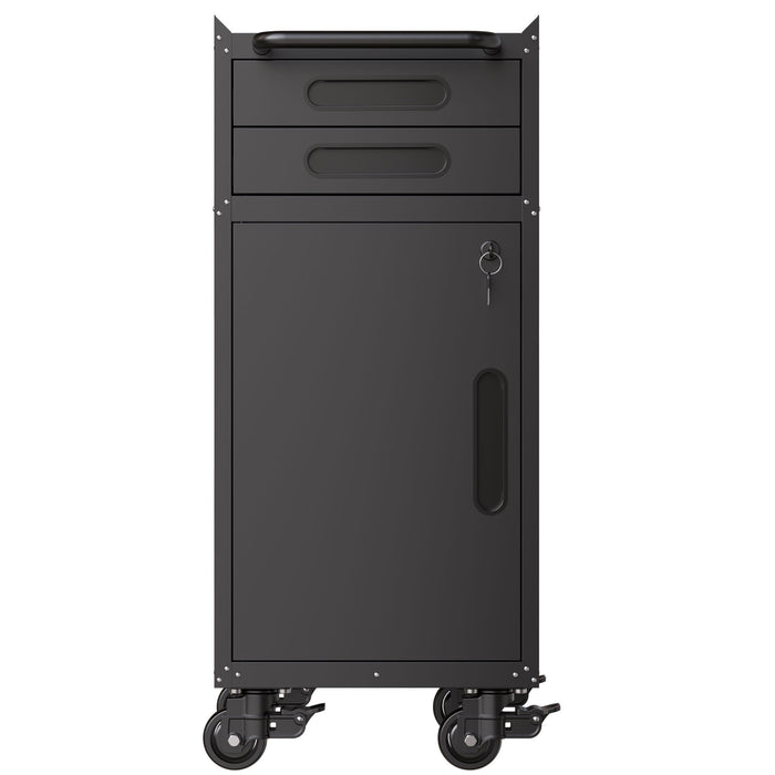 Rolling Tool Cabinet Heavy Duty Garage Storage With Lockable Doors & Drawers