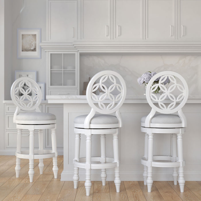 Stool With Back And Swivel Upholstered Seat