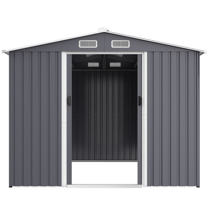 Outdoor Storage Shed Large Metal Tool Sheds, Heavy Duty Storage House With Sliding Doors