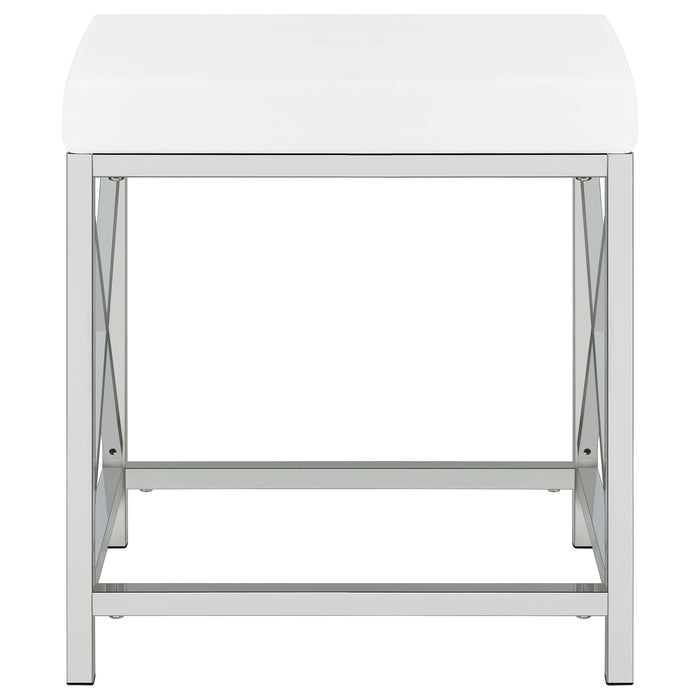 Hamlin - Makeup Vanity Table With Lighted Mirror And Padded Stool - White