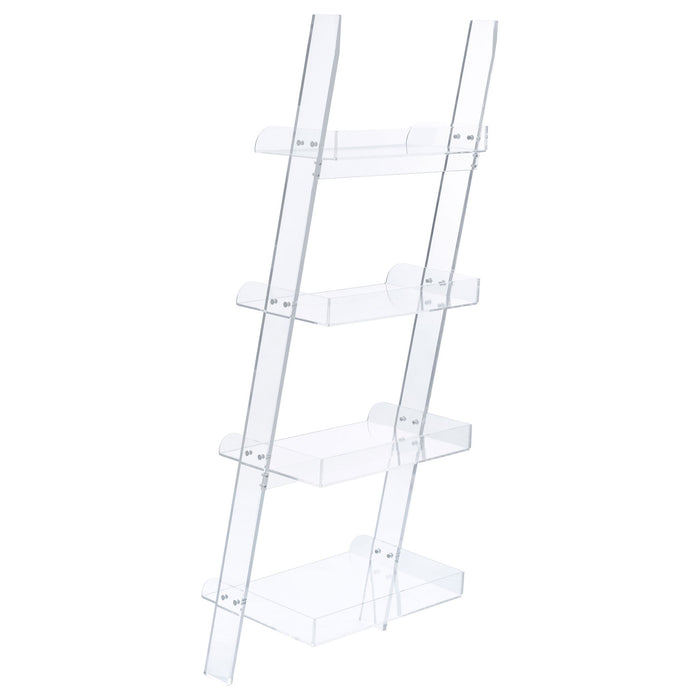Cimarron - Ladder Bookcase With 4 Shelves - Clear