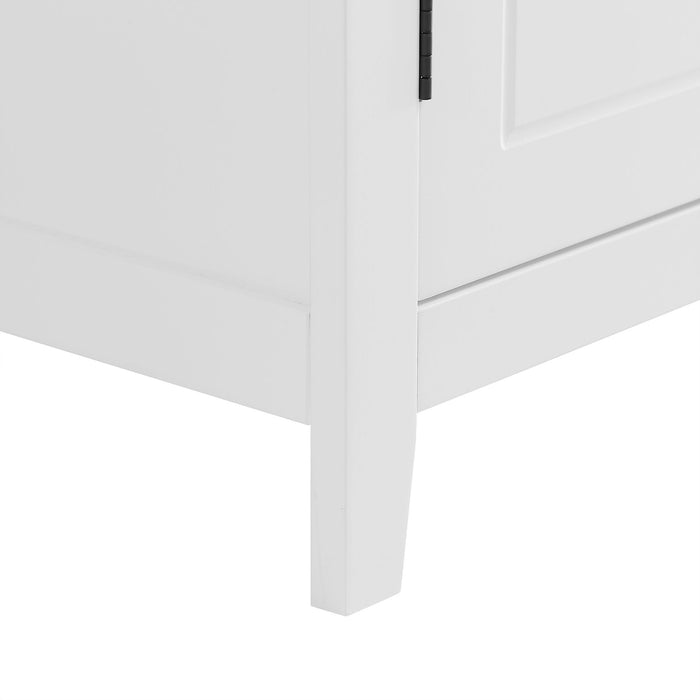 Elegant Bathroom Floor Storage Cabinet With 4 Doors, Adjustable Shelves