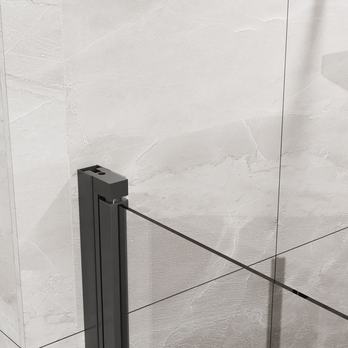 Bifold Frameless Glass Shower Door With Pivot Swing Panel, Tempered Clear Glass