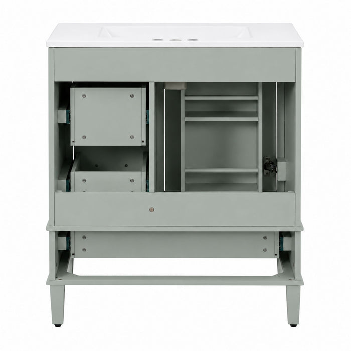 Bathroom Vanity With Sink, Soft Closing Door And Drawers - Light Green