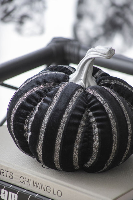 Stripe Pumpkin Decor, For Holiday Halloween Decoration - Black / White