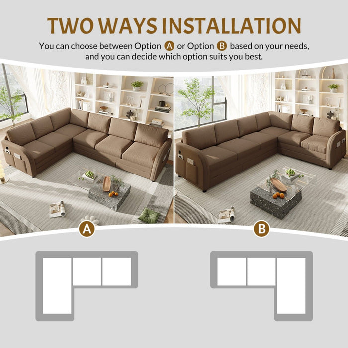 L-Shaped Couch With Pull-Out Bed, Convertible Sleeper Sofa With Side Pocket & USB Port