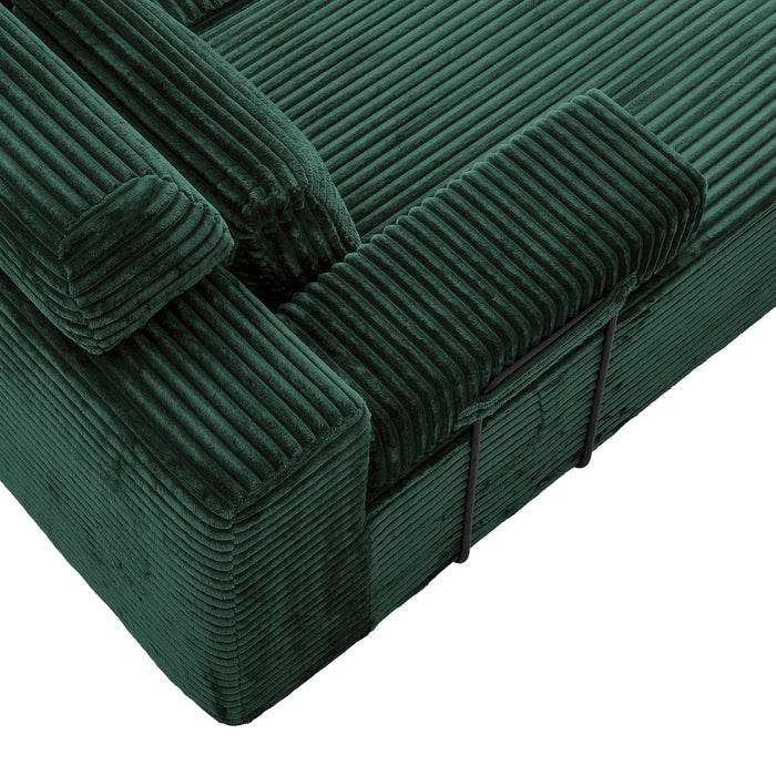 Sectional Sleeper Sofa & Storage Pockets, Modular Couch With Throw Pillows For Living Room