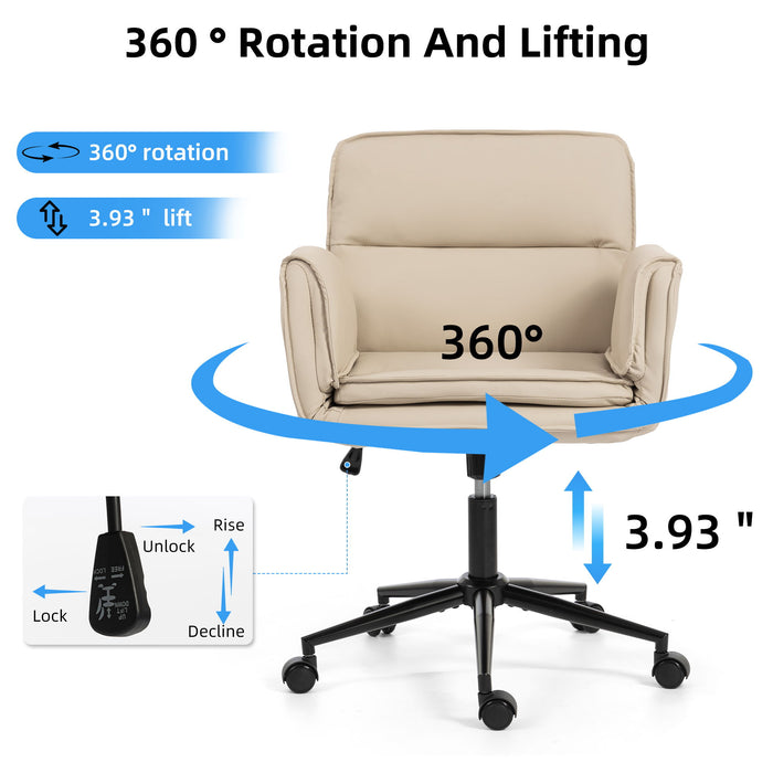 Criss Cross Swivel Desk Chair With Adjustable Armrests & Wheels For Home Office