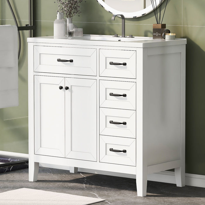 Modern Bathroom Vanity With Sink, Freestanding Design With Drawers And Doors