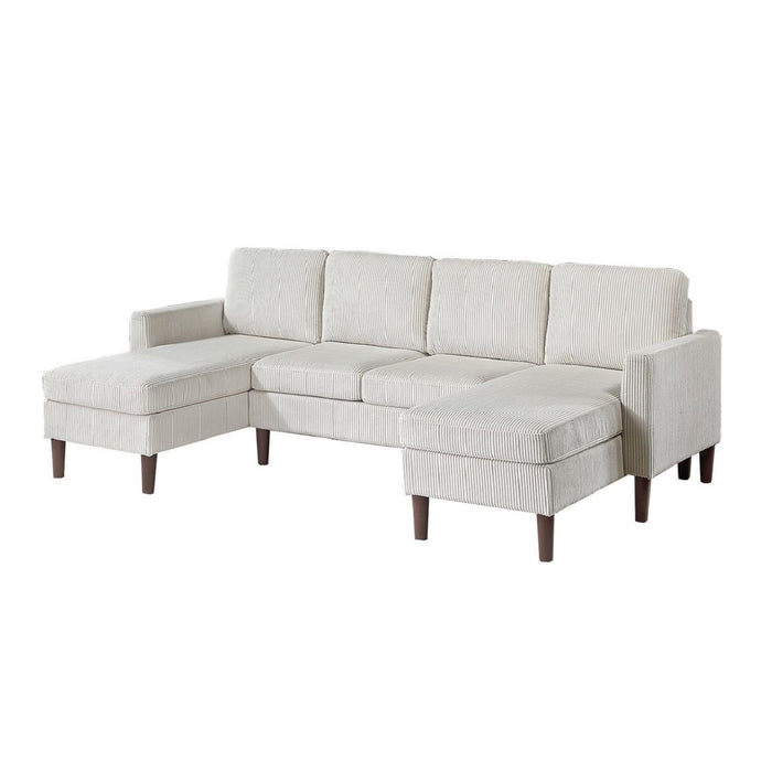 Sectional Set With Dual Chaises And Square Arms
