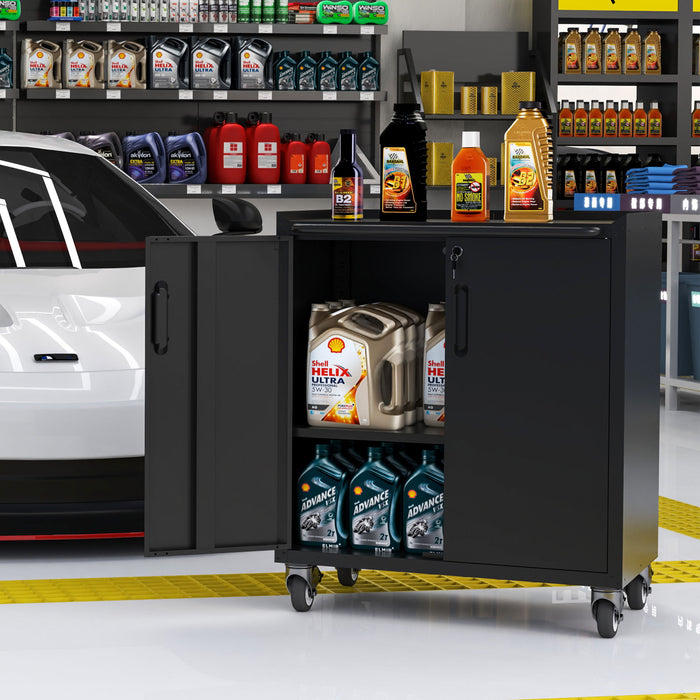 Heavy Duty Metal Garage Storage Cabinet With Wheels Sturdy Tool Organizer