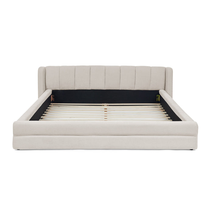 Modern Upholstered Bed Frame With Thick Chenille Fabric And Headboard