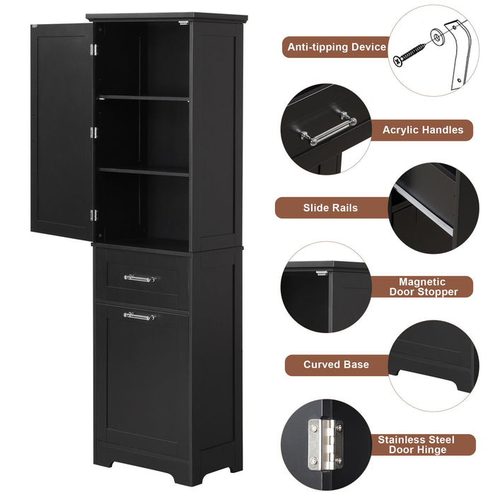 Tall Freestanding Bathroom Storage Cabinet With Adjustable Shelf And 2 Drawers