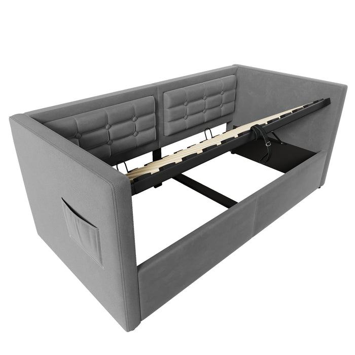 Upholstered Daybed With Hydraulic Storage And USB / Type - C Charging
