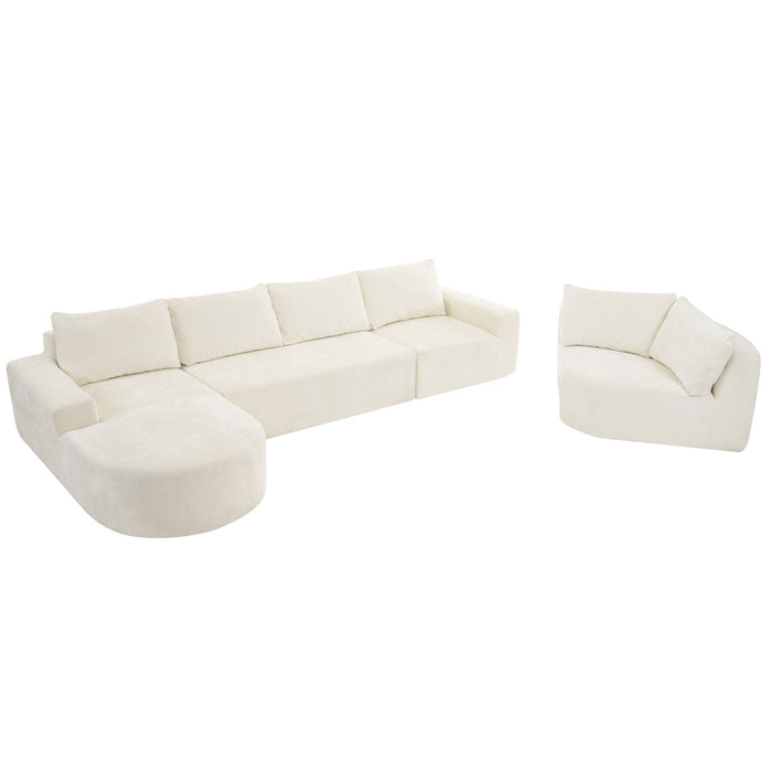 Modular Cloud Sectional Sofa Set, U-Shaped Upholstered Couch With Deep Seat