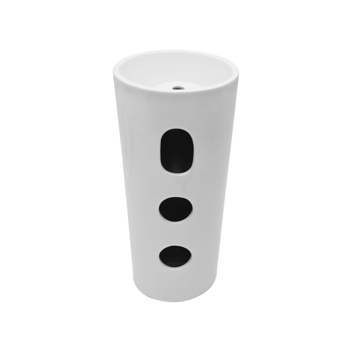 15" Pedestal Sink With Space Saving Design, Smooth Non Porous Surface For Powder Rooms - White