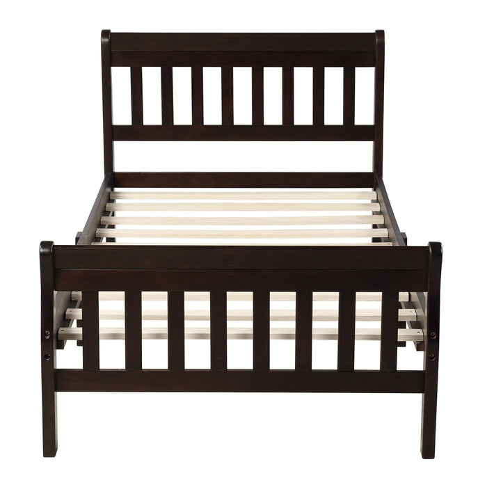 Platform Bed, Mattress Foundation Sleigh Bed With Headboard, Footboard, Slat Support