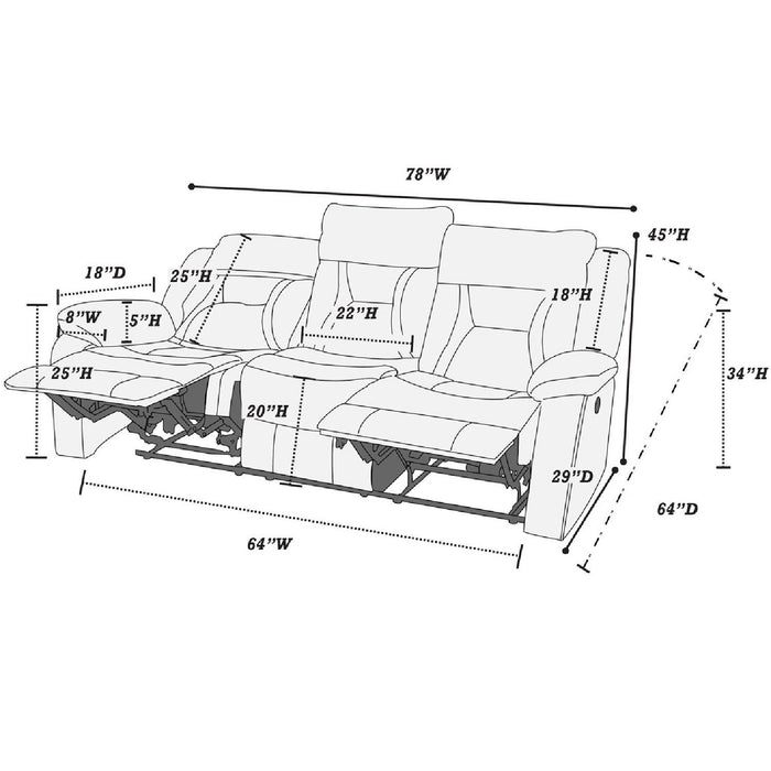 Modern Reclining Sofa With Pillow Arms And Headrest