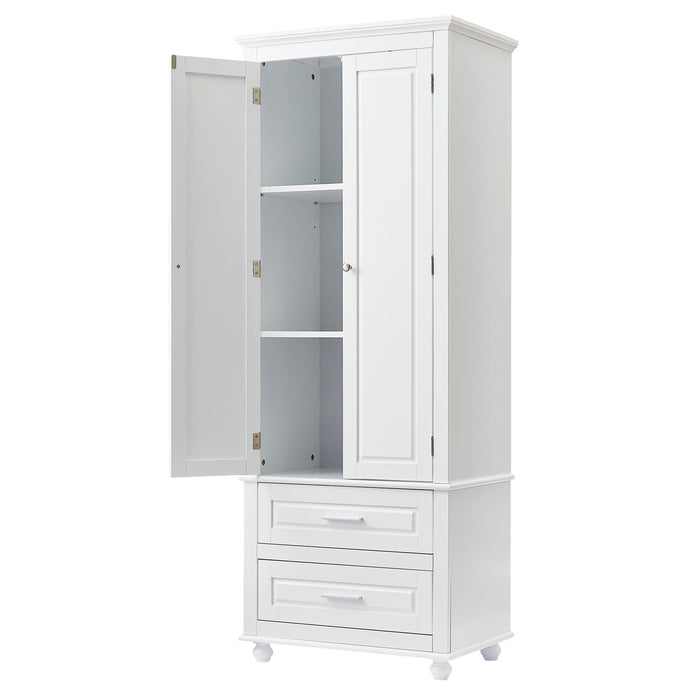 Tall Storage Cabinet With 2 Drawers For Bathroom