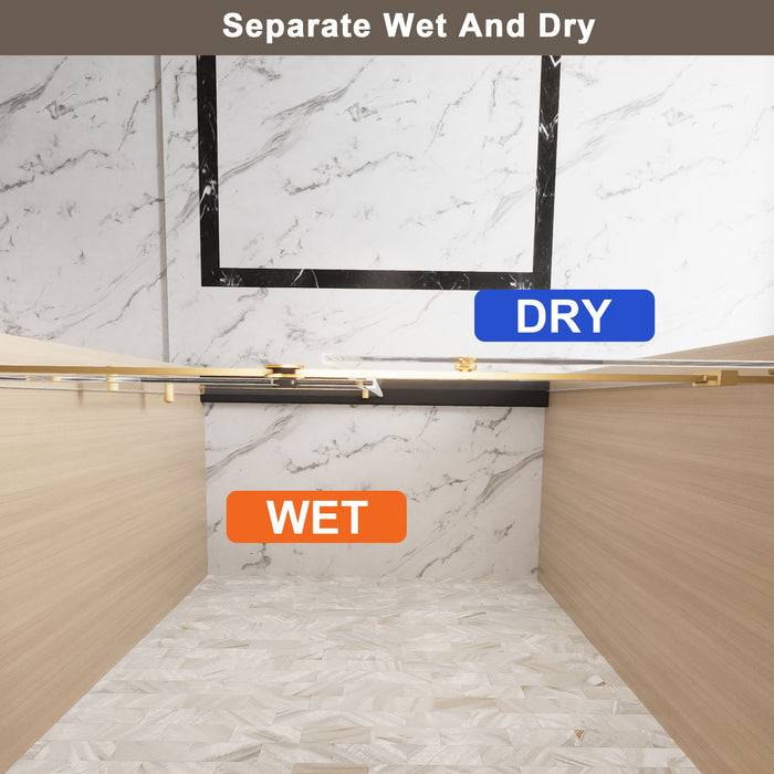 Frameless Single Sliding Shower Door With Handle And Square Tube Track