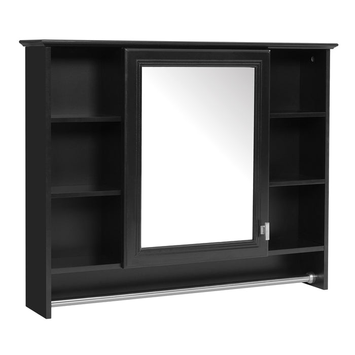 Modern Wall Mounted Mirror Cabinet With Adjustable Shelf, Soft Close Door, And Towel Bar