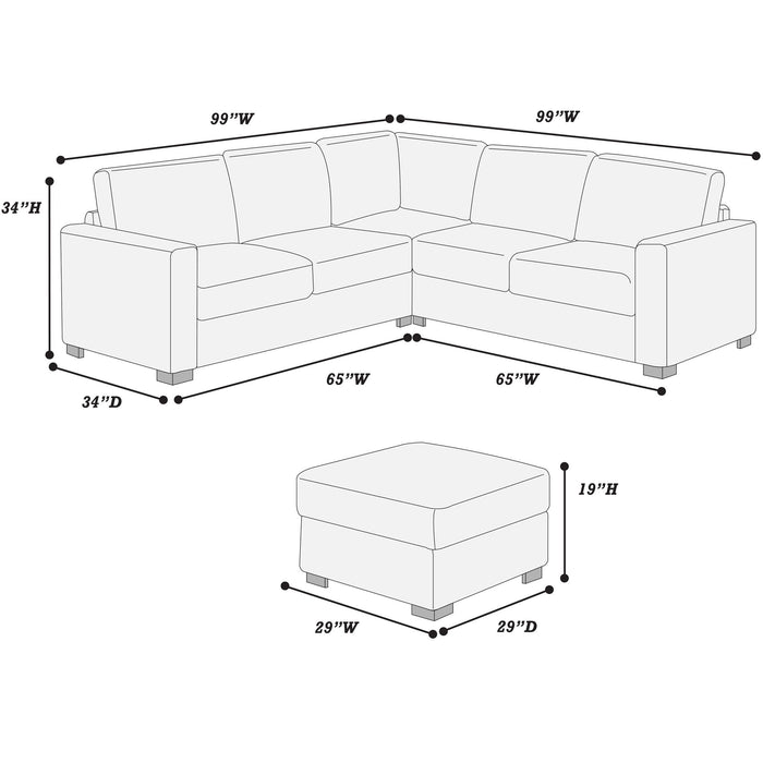 Modern Sectional Set With Cocktail Ottoman