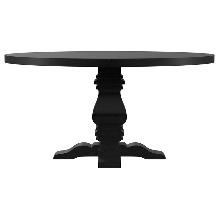 Allende - Round Dining Pedestal Table With Carved Base - Black