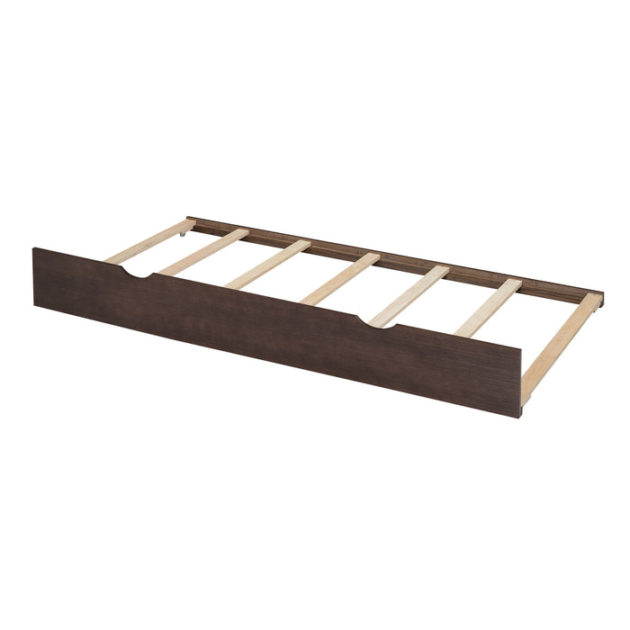 Storage Platform Bed With Pull Out Shelves, Trundle, And 2 Drawers