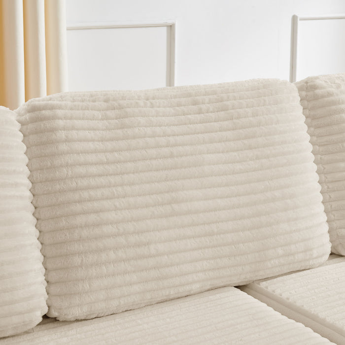 Modern Minimalist L Shape Modular Sectional Sofa, Corduroy Couch