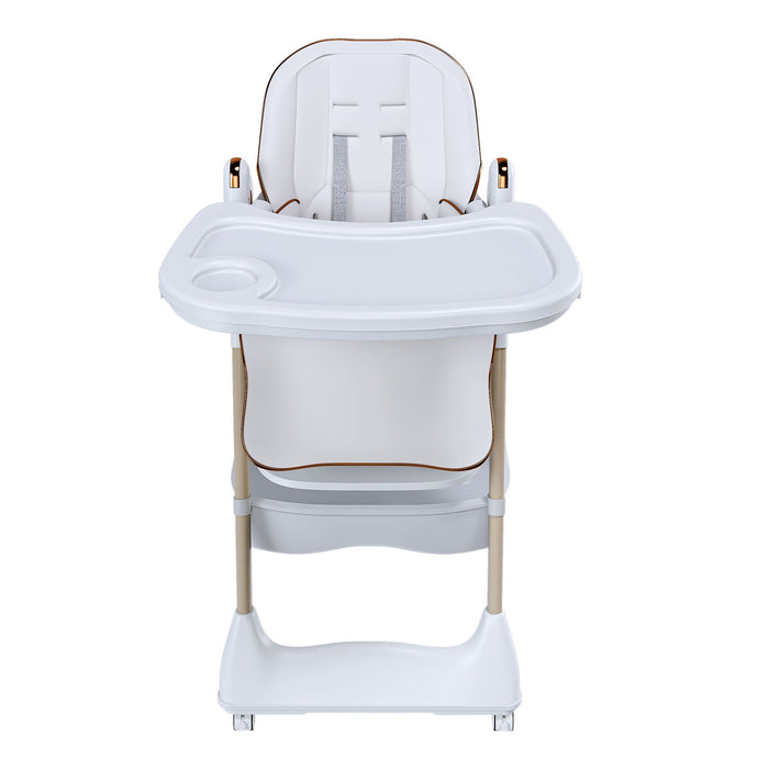 Adjustable Baby High Chair 0-6 Years, Portable Infant Feeding Seat With Safety Belt, Silent Lockable Wheels