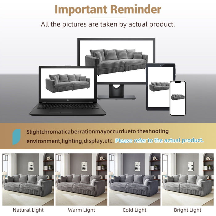 Modern Comfy Upholstered 4 Seat Sofa Cloud Couch,Deep Seat With Soft Pillows