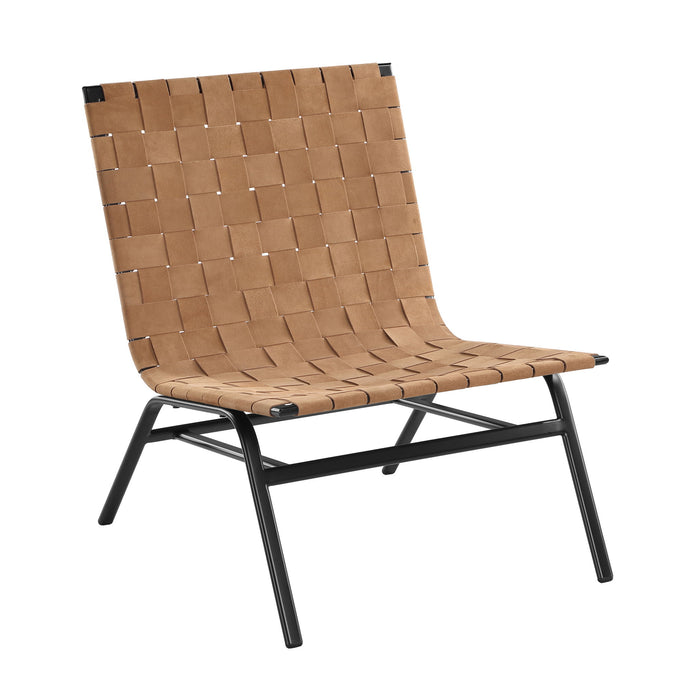 Camden - Woven Accent Chair With Basket Weave Design Metal Frame - Brown