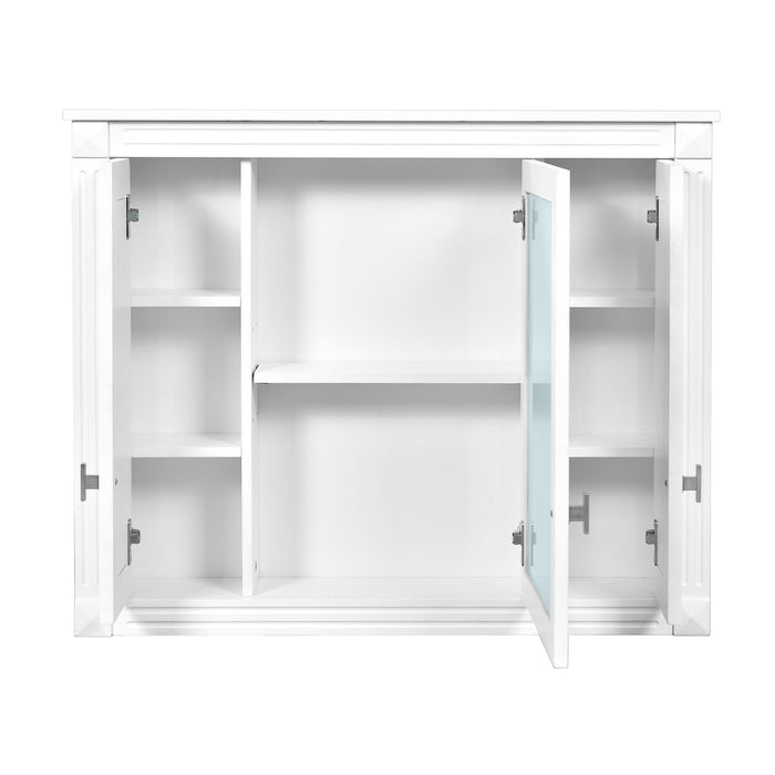 Wall Mounted Bathroom Cabinet With Mirror And 5 Shelves, Rectangular Design