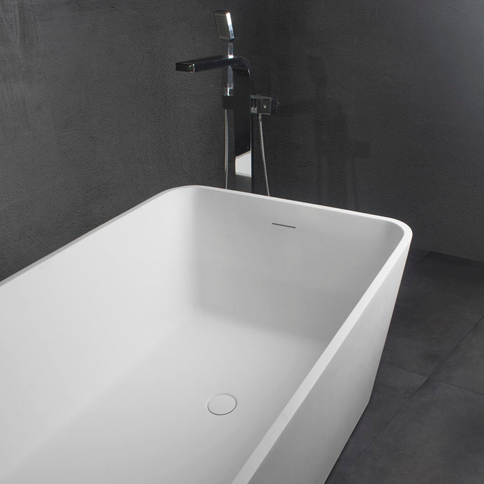 Freestandingn And Solid Surface, Soaking Bathtub For Bathroom - Matte White