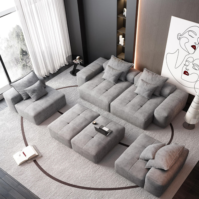 Modern Oversized, Modular Sectional Sofa With Pillows