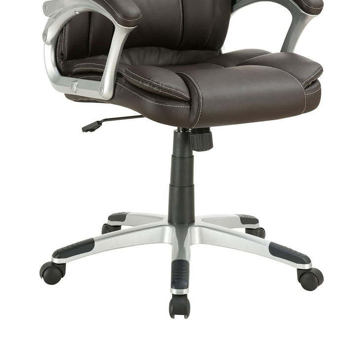 Swivel Office Chair With Armrests, Adjustable Height - Brown