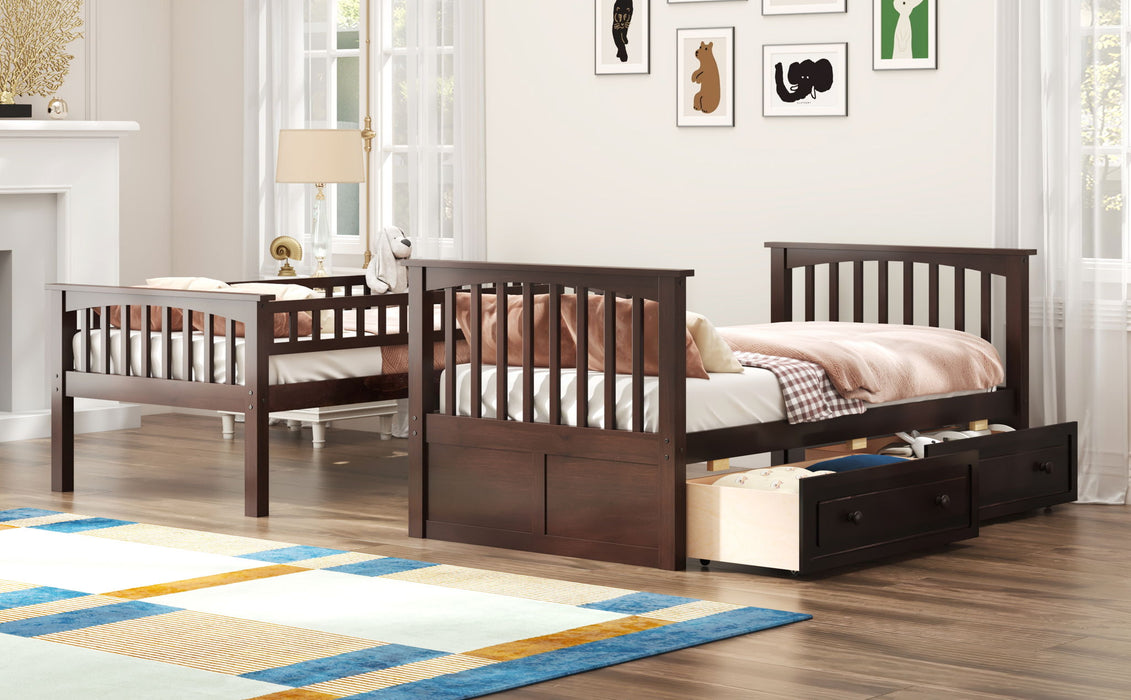Bunk Bed With Drawers, Convertible Design