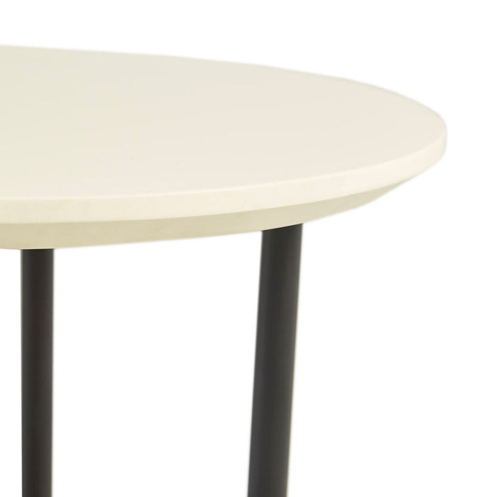 Oval End Table - White / Natural