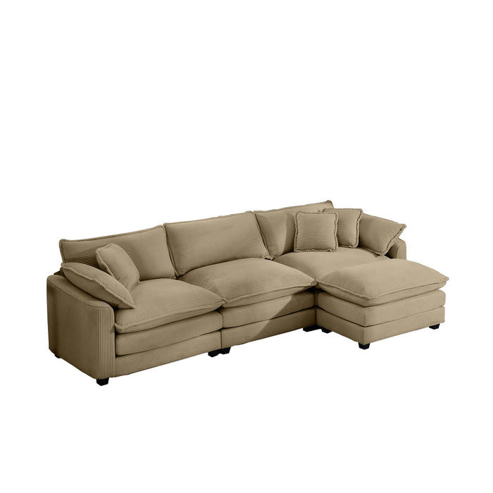 Oversized Modular Cushion Sofa With Ottoman, Low Back, Deep Seating Sofa Set