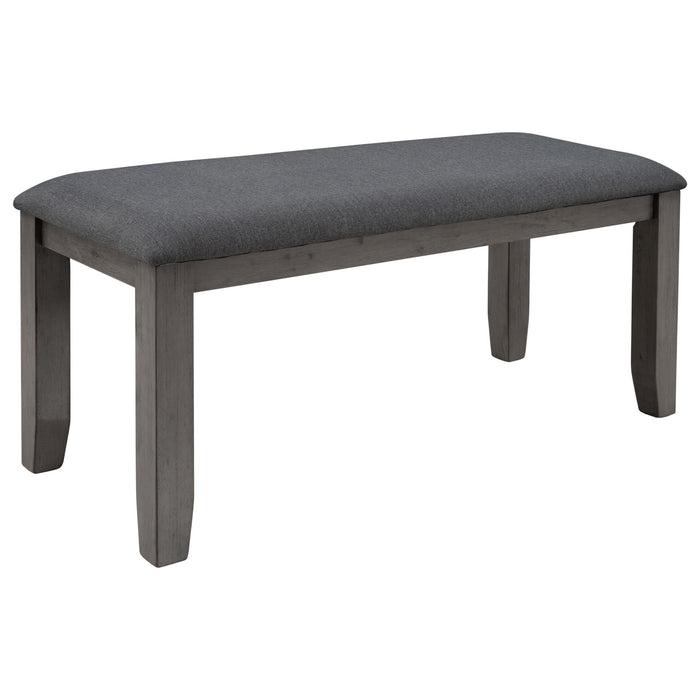 Dining Set For 6, Upholstered Chairs, Includes Table, 4 Chairs, And 2 Person Bench - Gray