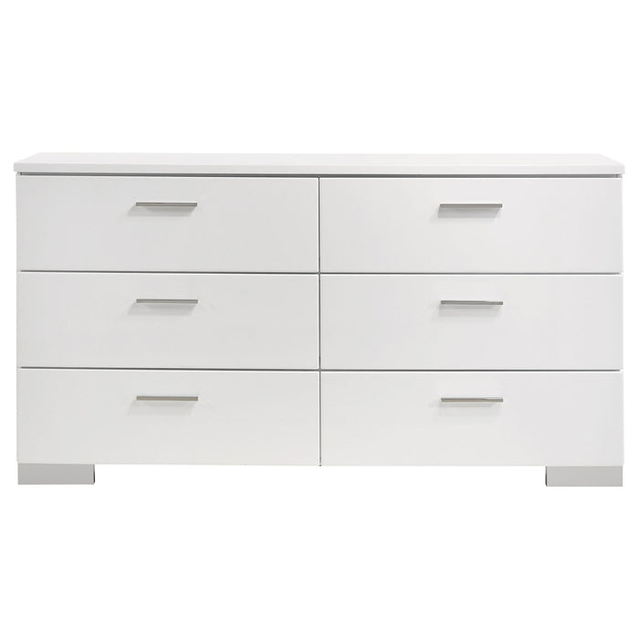 Dulcey - 6 Drawer Dresser With Accents, Bedroom Storage - Gloss White
