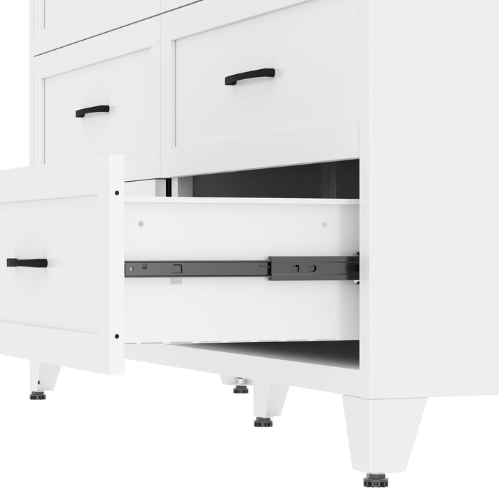 9-Drawer Tall Dresser With Smooth Gliding Drawers - White