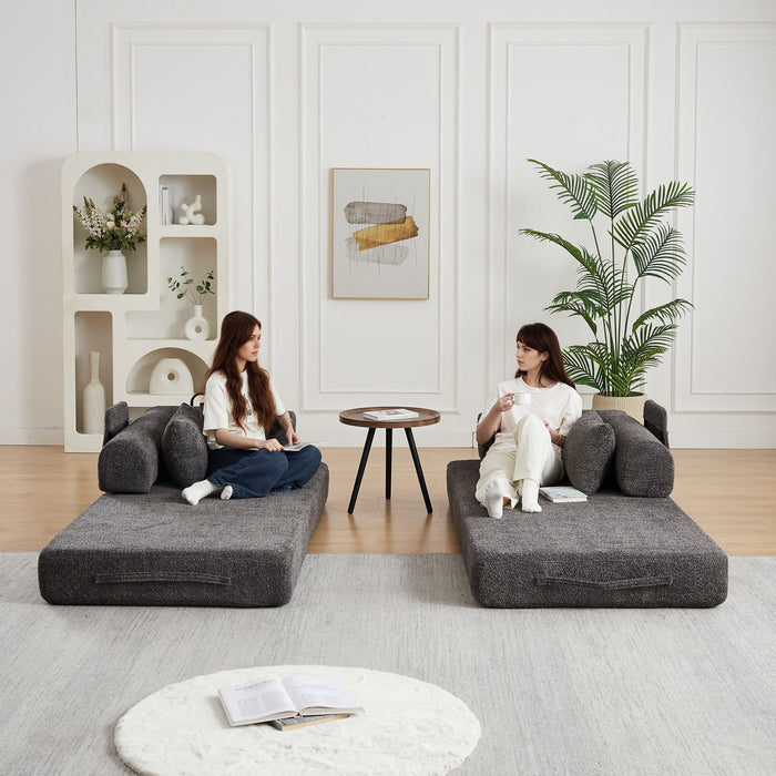 Convertible Sleeper Sofa Bed With Cylindrical Pillow