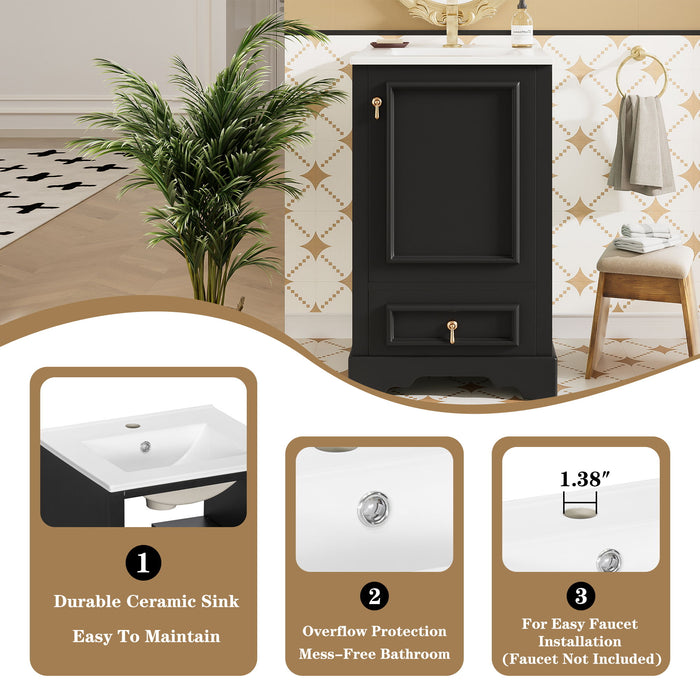 Bathroom Vanity With Sink, Soft Close Door, Adjustable U-Shaped Shelf