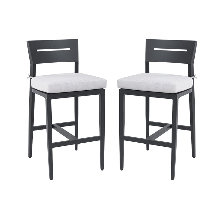 Modern Outdoor Bar Stools With Backrest And Footrest (Set of 2)